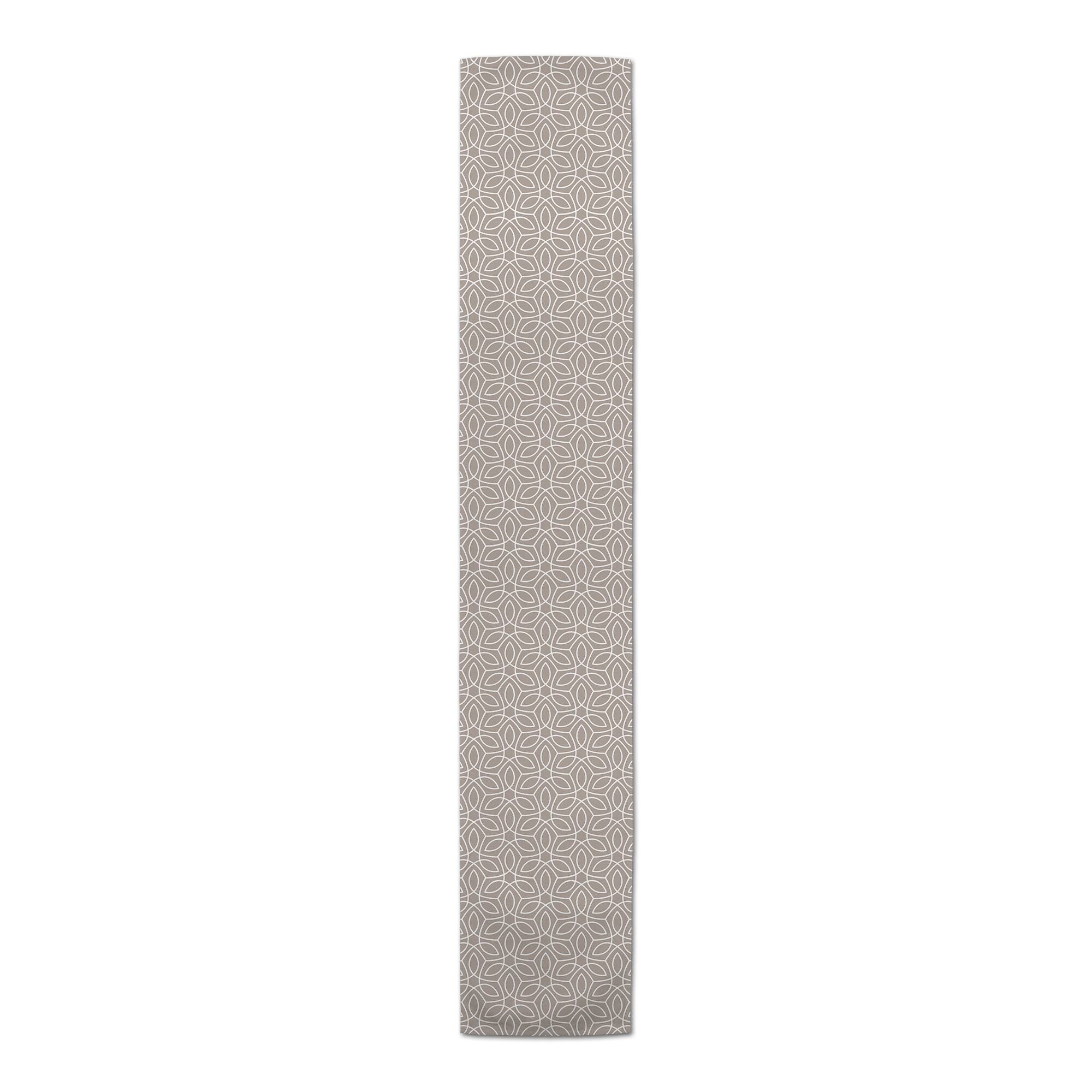 Taupe Leafy Pattern Twill Table Runner